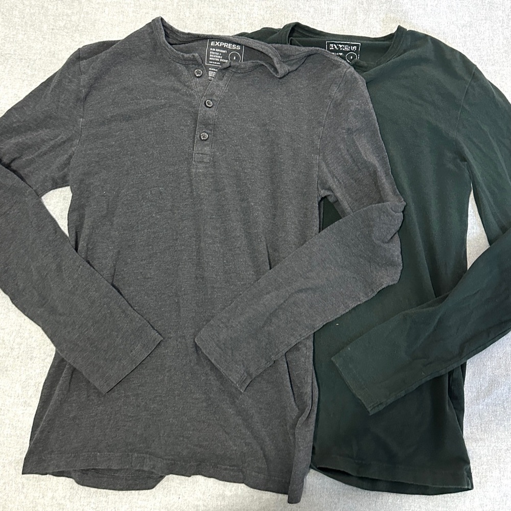 Express Size Small Two Basic Long Sleeves In Grey… - image 1